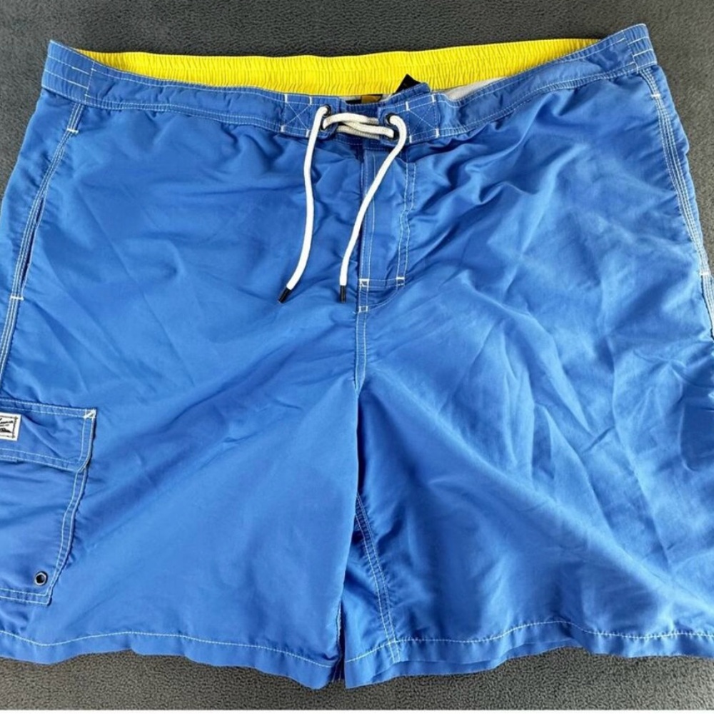 Polo Ralph Lauren Swim Trunks Mens XXL Blue Yellow Pony Lined Beach Shorts‎ 2XB